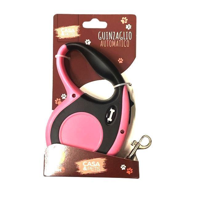 Guinzaglio retrattile per cani rosa