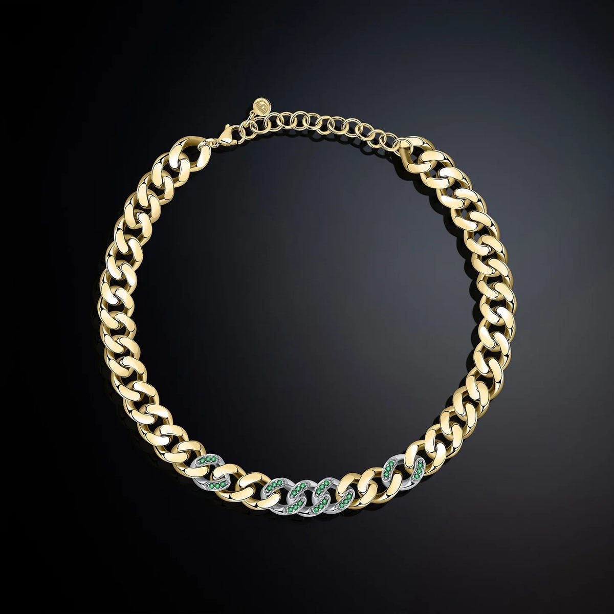 Chiara Ferragni Bossy Chain Collana Green Pave