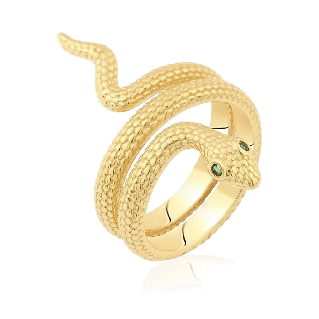 Anello IMPALA placcato oro e pietra sintetica verde