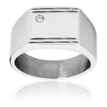 CLEOR Acciaio Anello Chevalier Steel CZ Misura 60