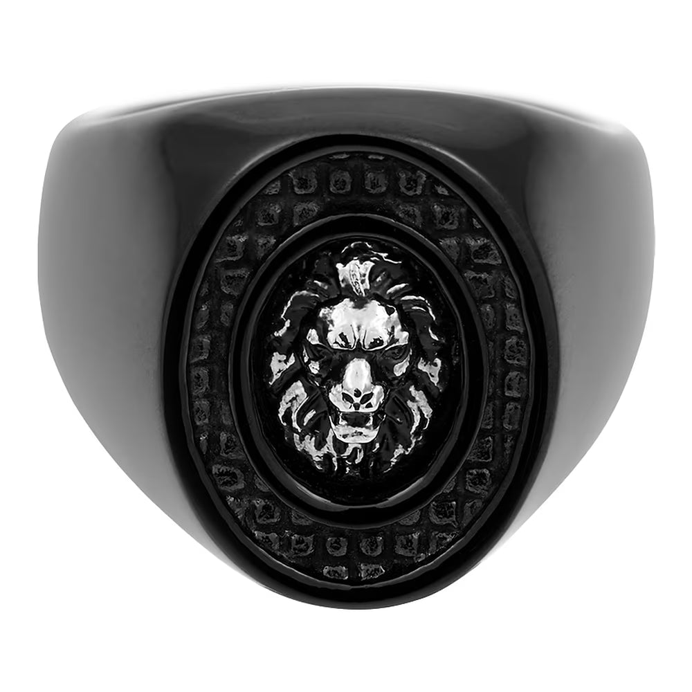 CLEOR Acciaio Anello Chevalier Steel Nero Misura 60