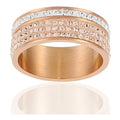 CLEOR Acciaio Anello Steel Rose Gold Crystal Misura 52