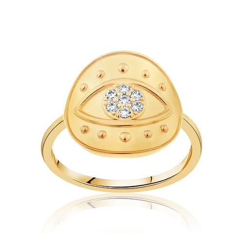 CLEOR Plaque Anello CZ Oro Placcato 3 Micron Misura 52