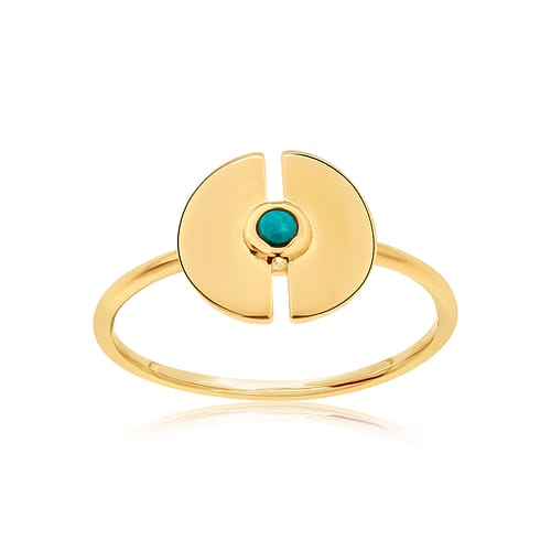CLEOR Brass Anello Oro Avventurina Misura 50