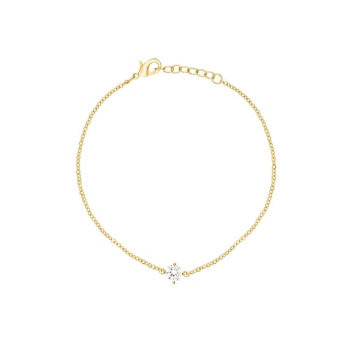 CLEOR Plaque Bracciale Oro Placcato 3 Micron CZ 17+1 cm