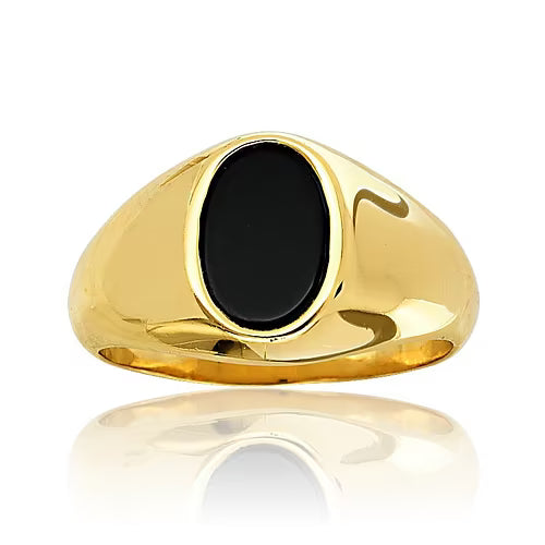 CLEOR Brass Anello Ovale Oro Onice Misura 64