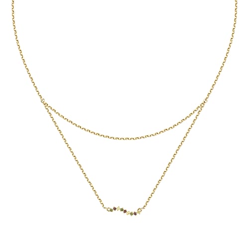 CLEOR Plaque Collana Oro Placcato 3 Micron CZ 42+3 cm