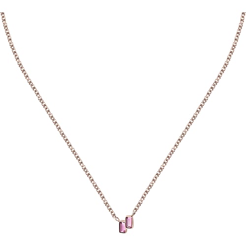 NOELIE Collana Acciaio Rose Gold Baguette Rosa 42+3 cm